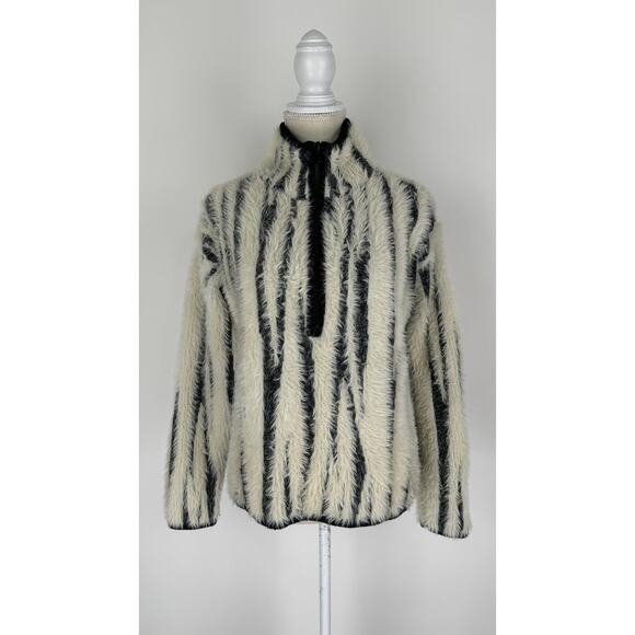 Anthropologie Cindy Eyelash Half Zip Pullover Sweater Womens XS Black Cream - Picture 12 of 13